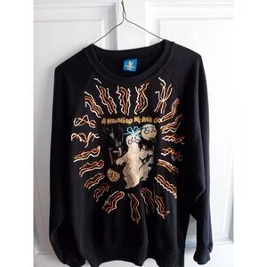 Vintage Halloween Crewneck Sweatshirt Handmade Haunted‎ House Ghost Size AXL
